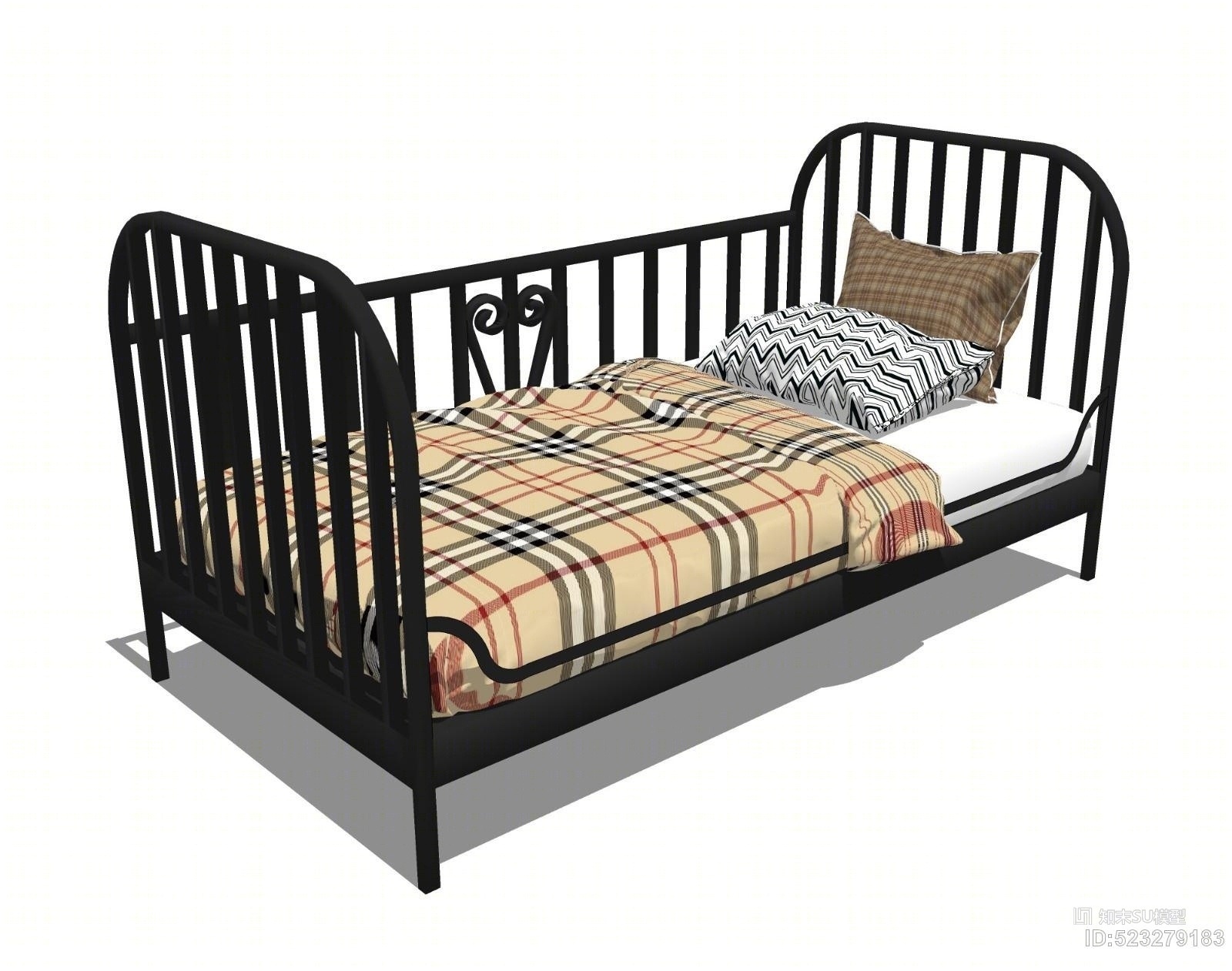 欧式铁艺床SU模型下载【ID:523279183】