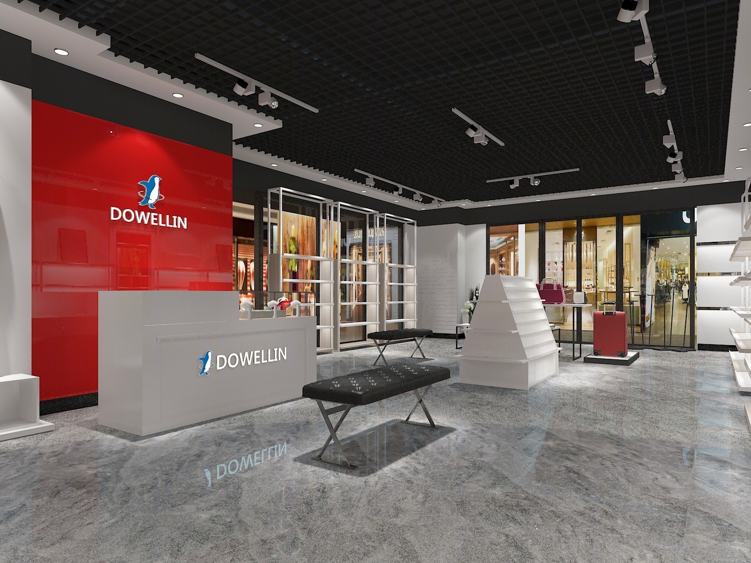 现代女士鞋包专卖店3D模型下载【ID:123284359】