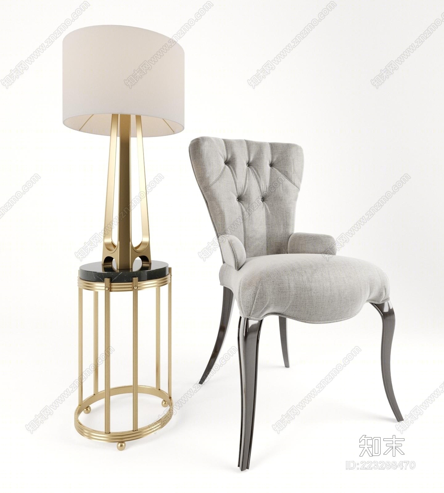 美式田园休闲椅单人椅子模型3D模型下载【ID:223288470】