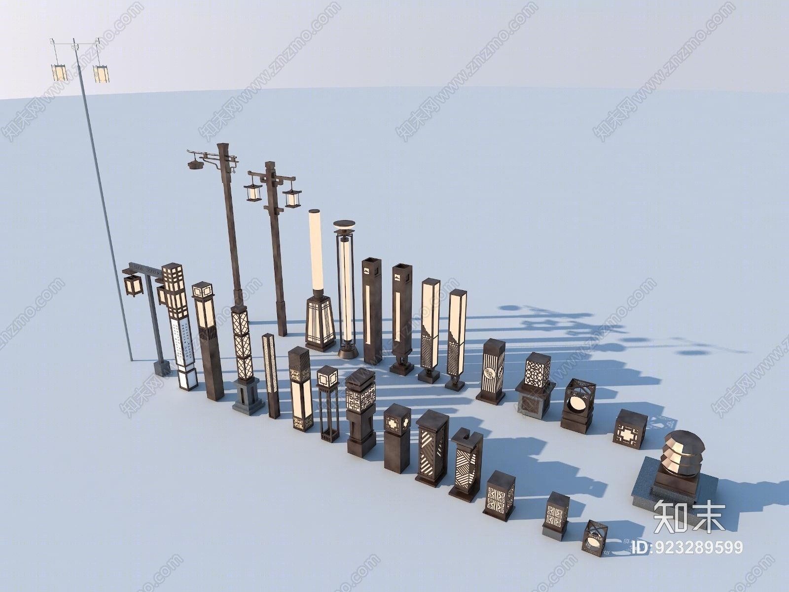 新中式户外灯3D模型下载【ID:923289599】