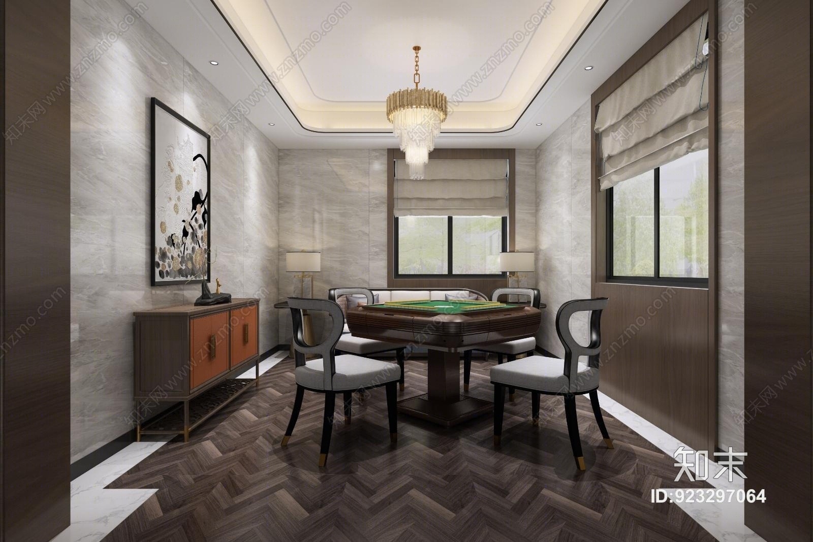 新中式棋牌室3D模型下载【ID:923297064】