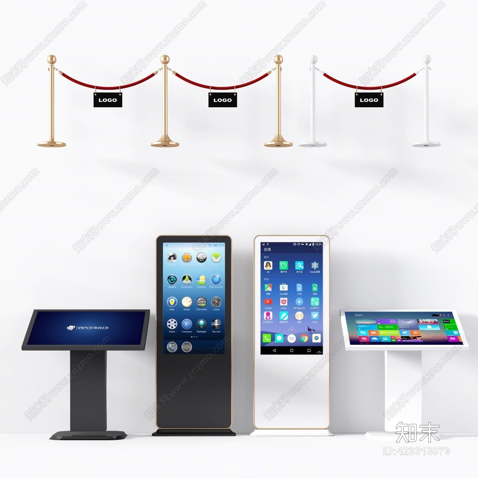 展示机挂号机智能机隔离带触控一体机智能一体机大型手机3D模型下载【ID:423313079】