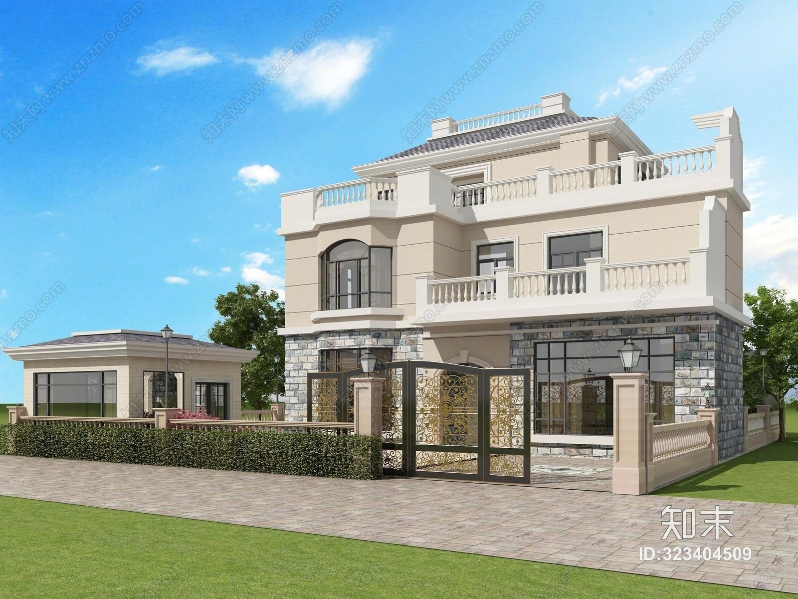 欧式建筑3D模型下载【ID:323404509】