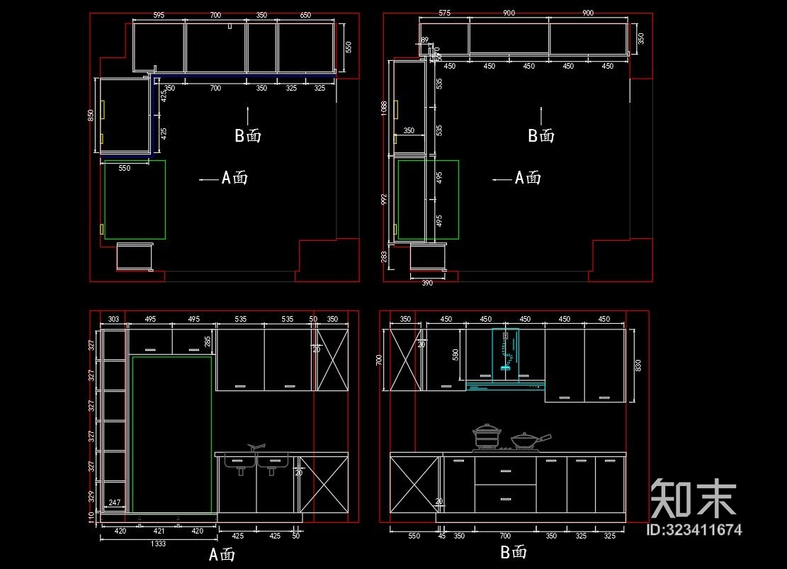 衣柜书柜鞋柜橱柜板式家具下单图施工图下载【ID:323411674】