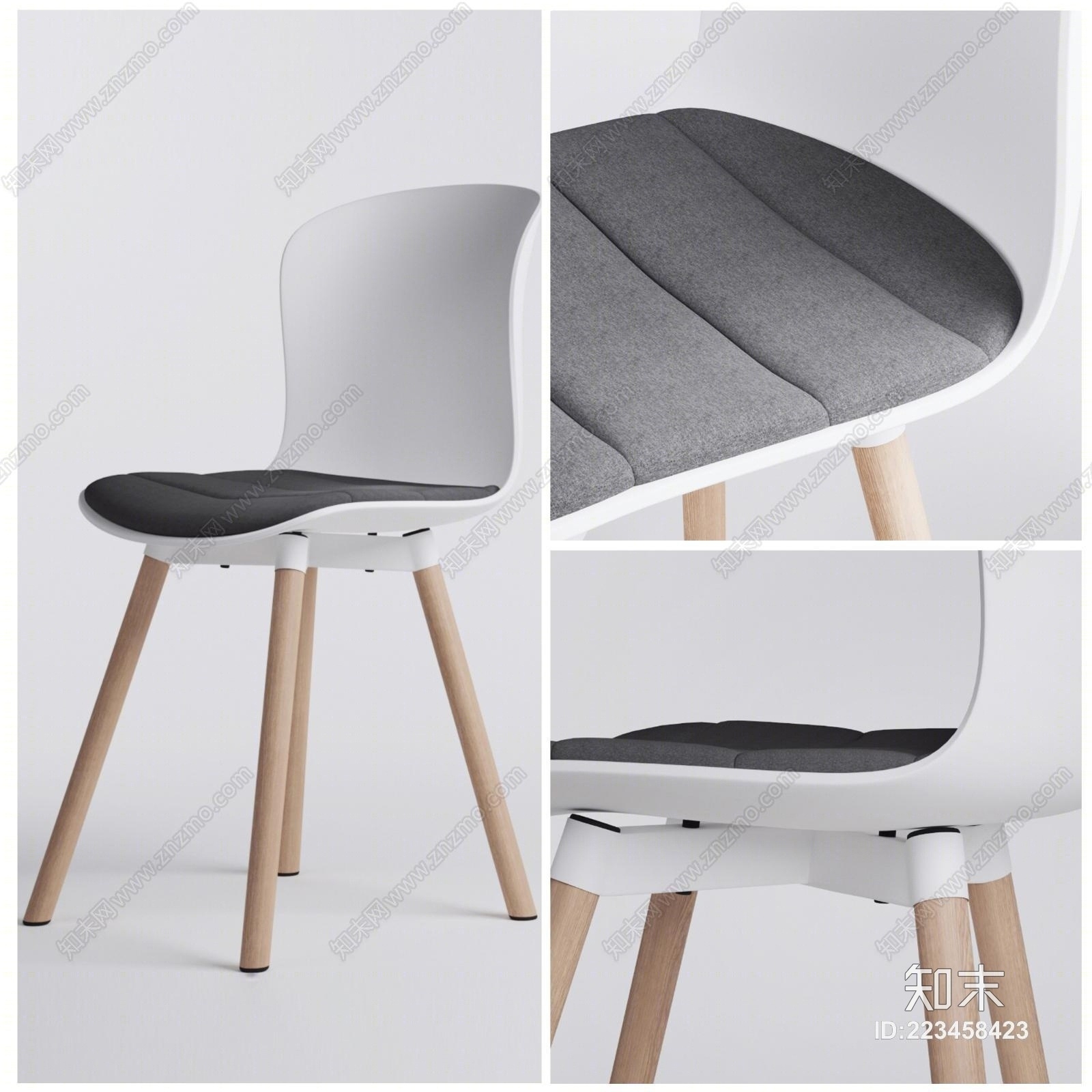 现代实木餐椅模型3D模型下载【ID:223458423】