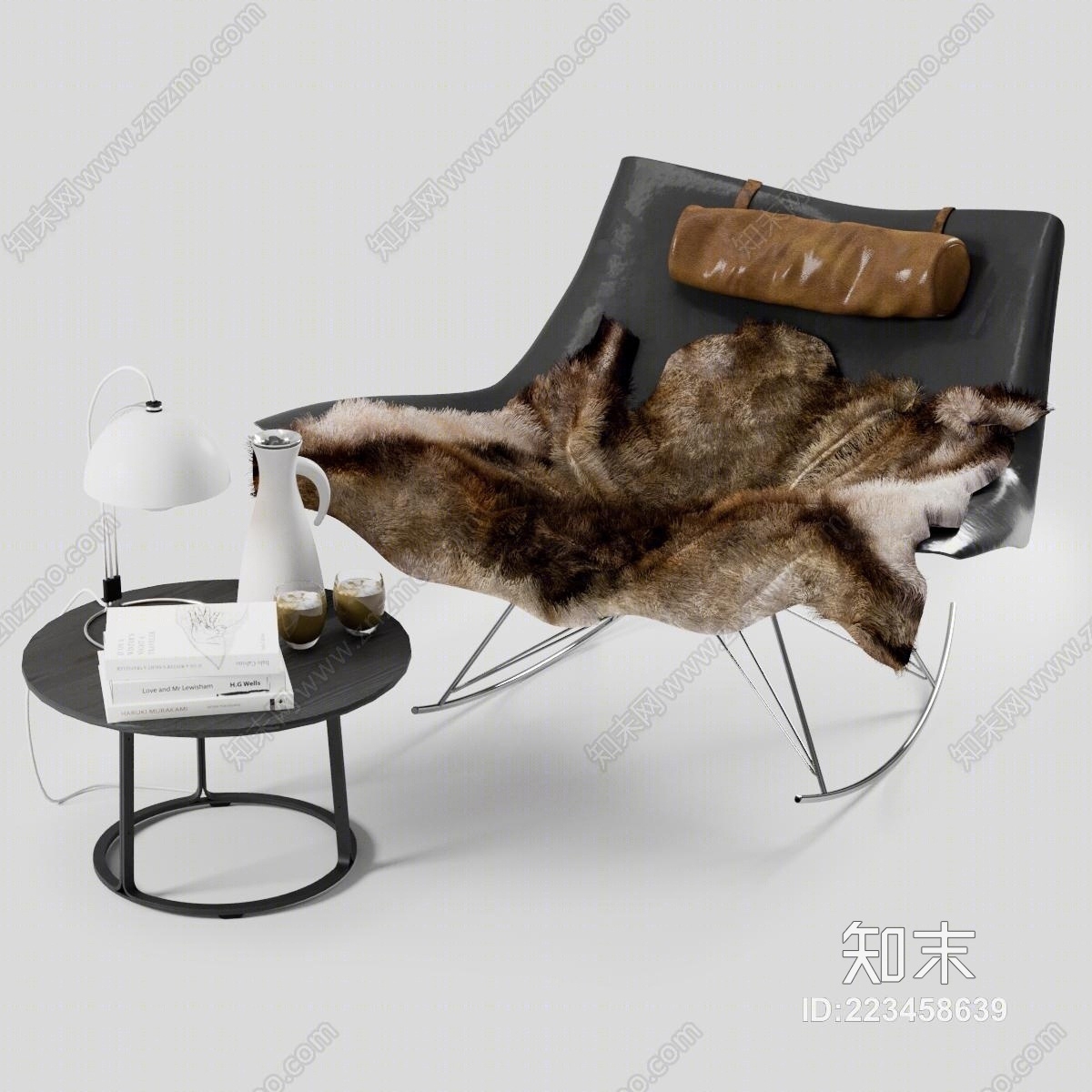 现代皮革豹皮躺椅3D模型下载【ID:223458639】