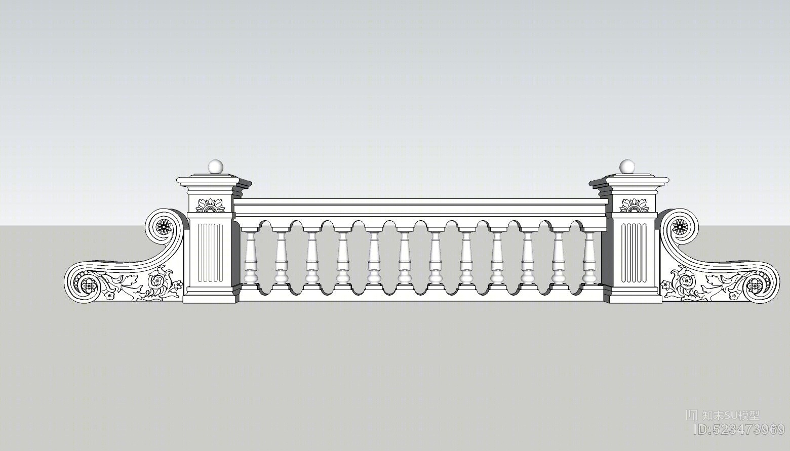 欧式栏杆造型花纹SU模型下载【ID:523473969】