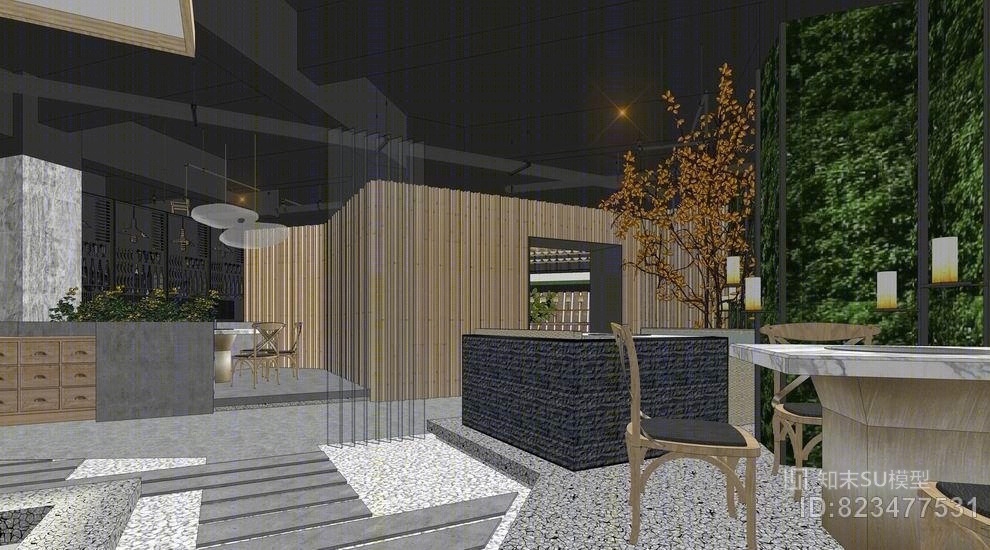 现代火锅餐厅SU模型下载【ID:823477531】