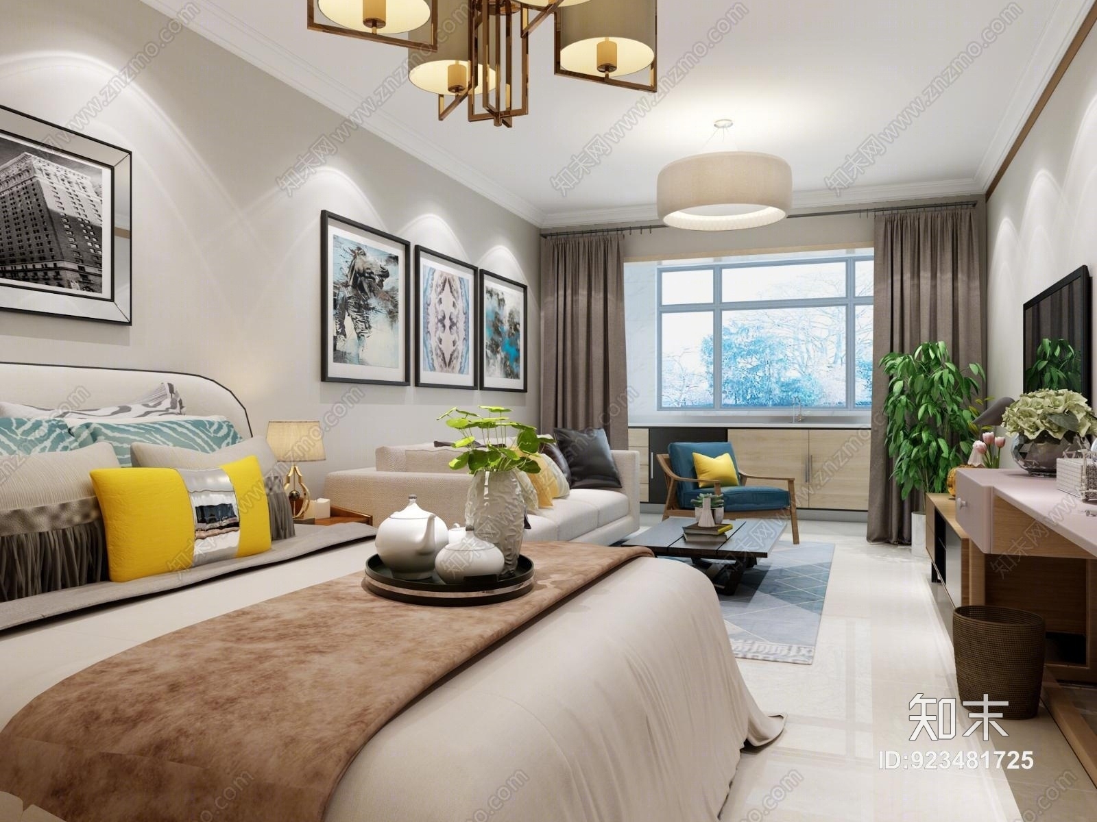 现代单身公寓3D模型下载【ID:923481725】