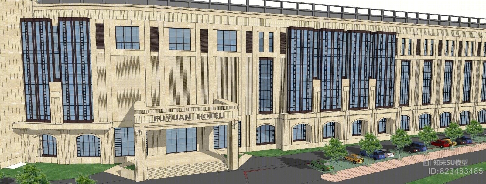 精品豪华五星级酒店SU模型下载【ID:823483485】