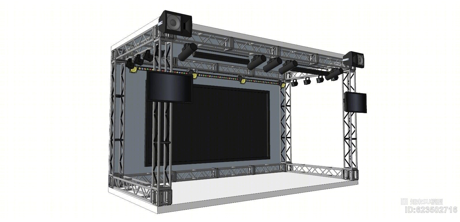 专业桁架灯光架舞台SKP模型SU模型下载【ID:623502716】