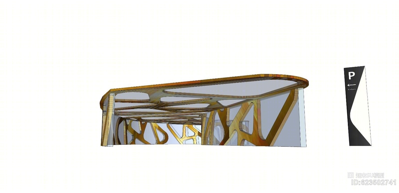 停车场指示牌SU模型下载【ID:623502741】