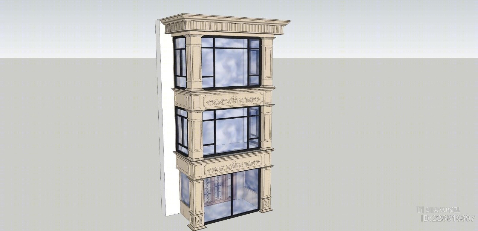 欧式别墅大门门头SU模型下载【ID:223518397】