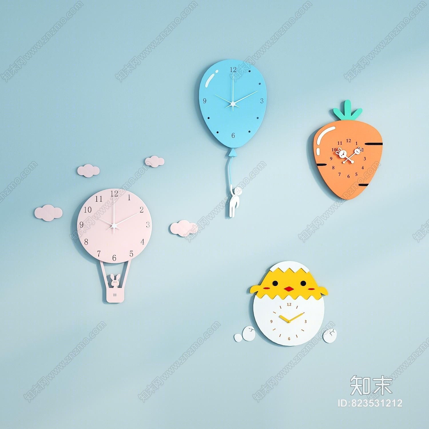 现代个性创意时尚时钟3D模型下载【ID:823531212】