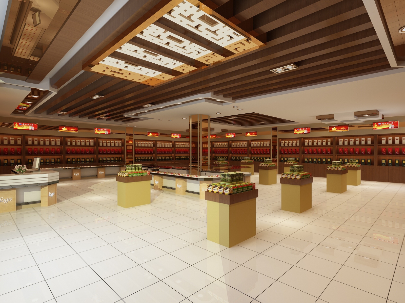 新中式烟酒店3D模型下载【ID:623534100】