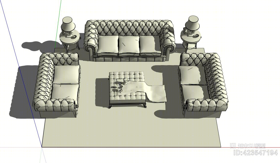欧式沙发组模型SU模型下载【ID:423547194】