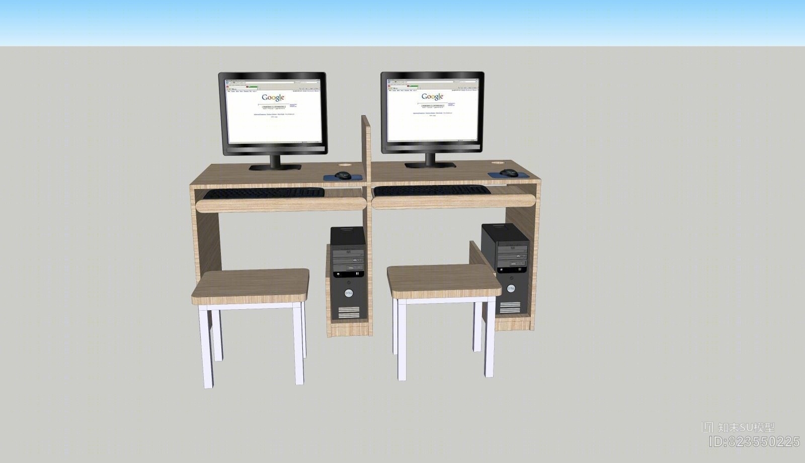 教学教室电脑桌SU模型下载【ID:823550225】