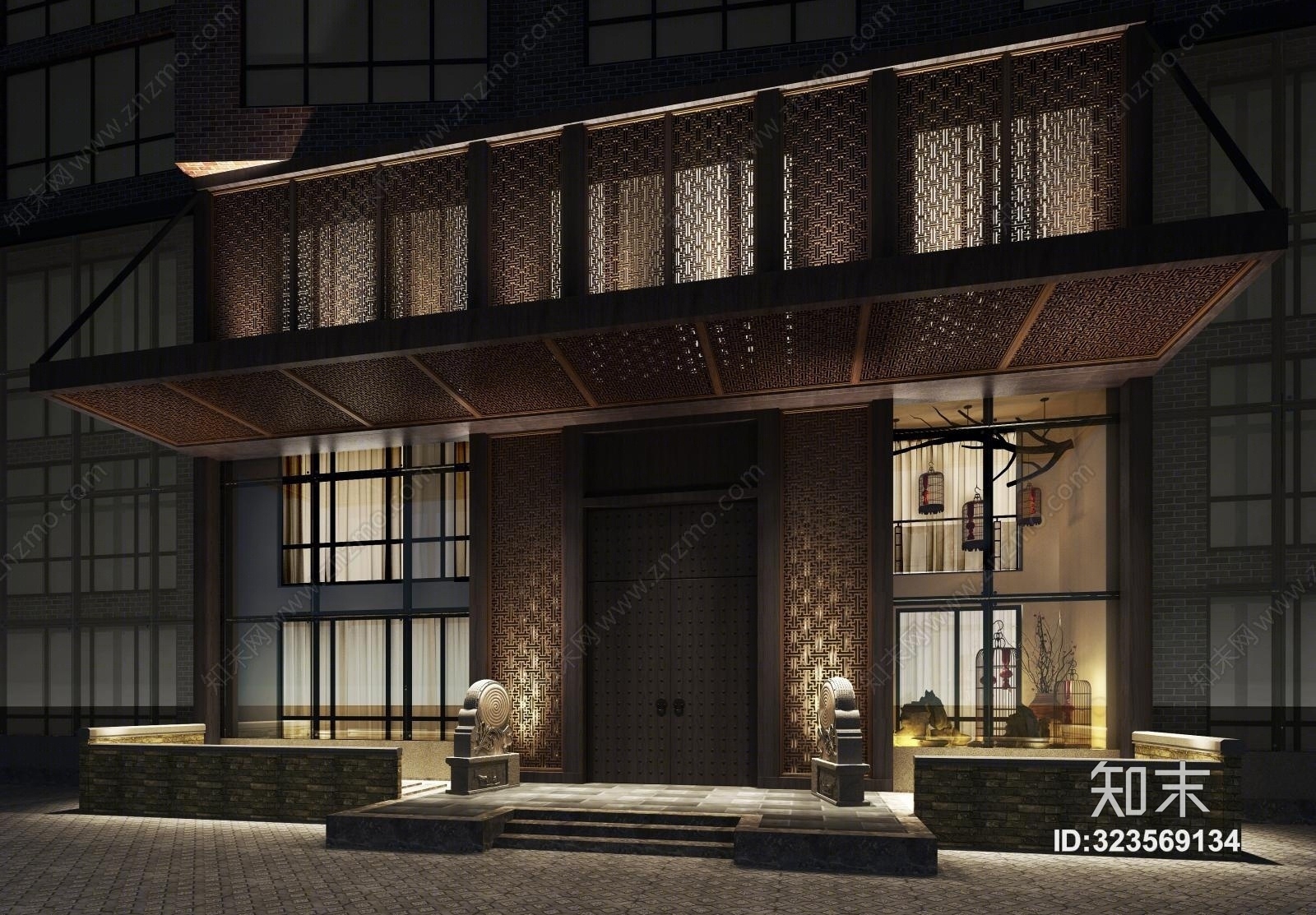 中式门头3D模型下载【ID:323569134】