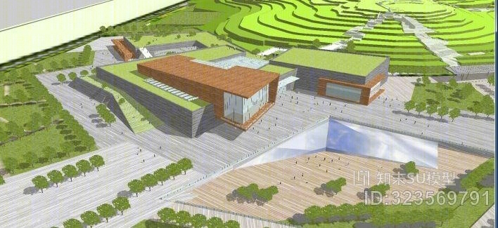 现代城市博物馆建筑与景观设计方案ＳＵ模型SU模型下载【ID:323569791】