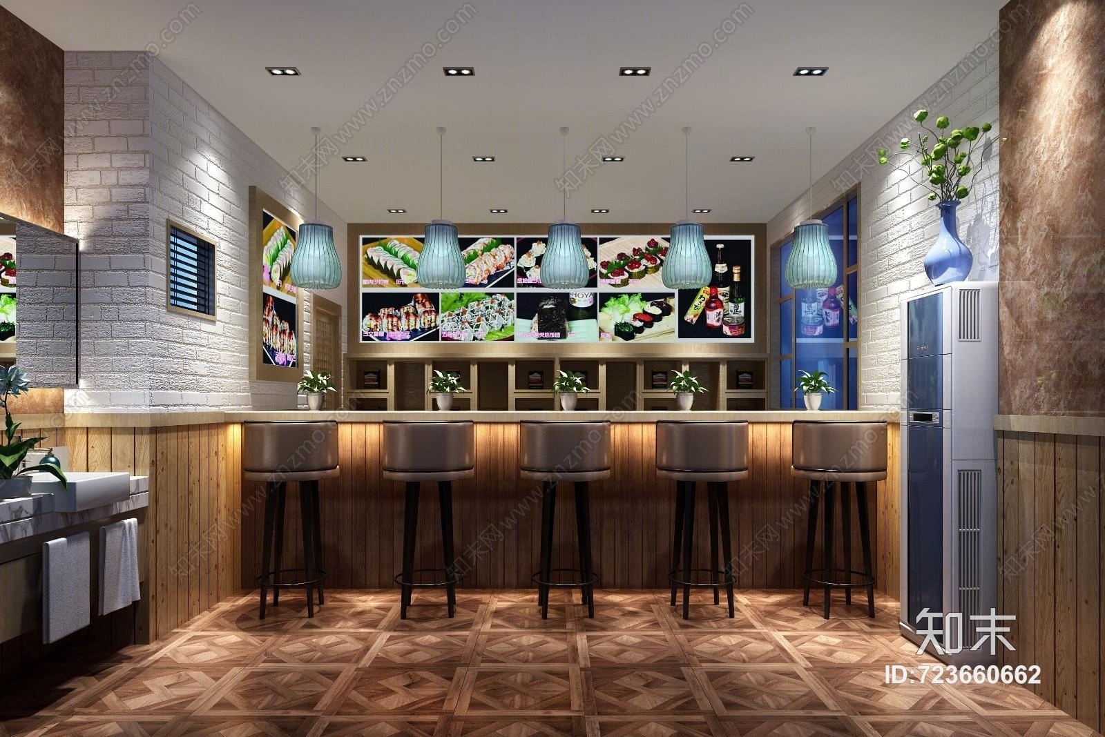 现代风格吧台3D模型下载【ID:723660662】