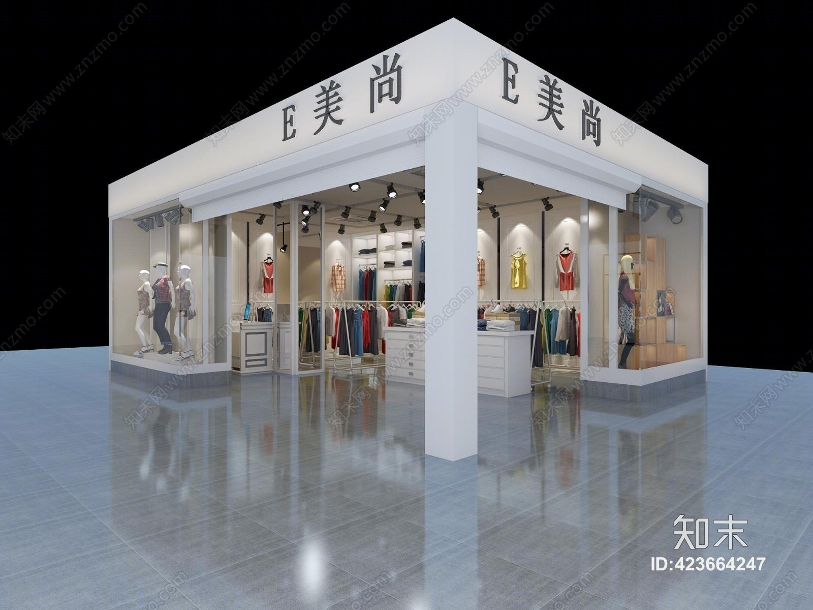 工业风服装店3D模型下载【ID:423664247】