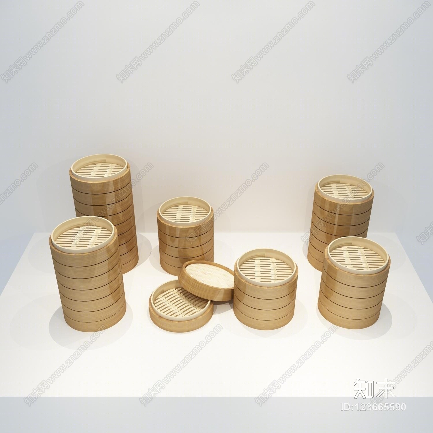 传统中式笼屉3D模型下载【ID:123665590】