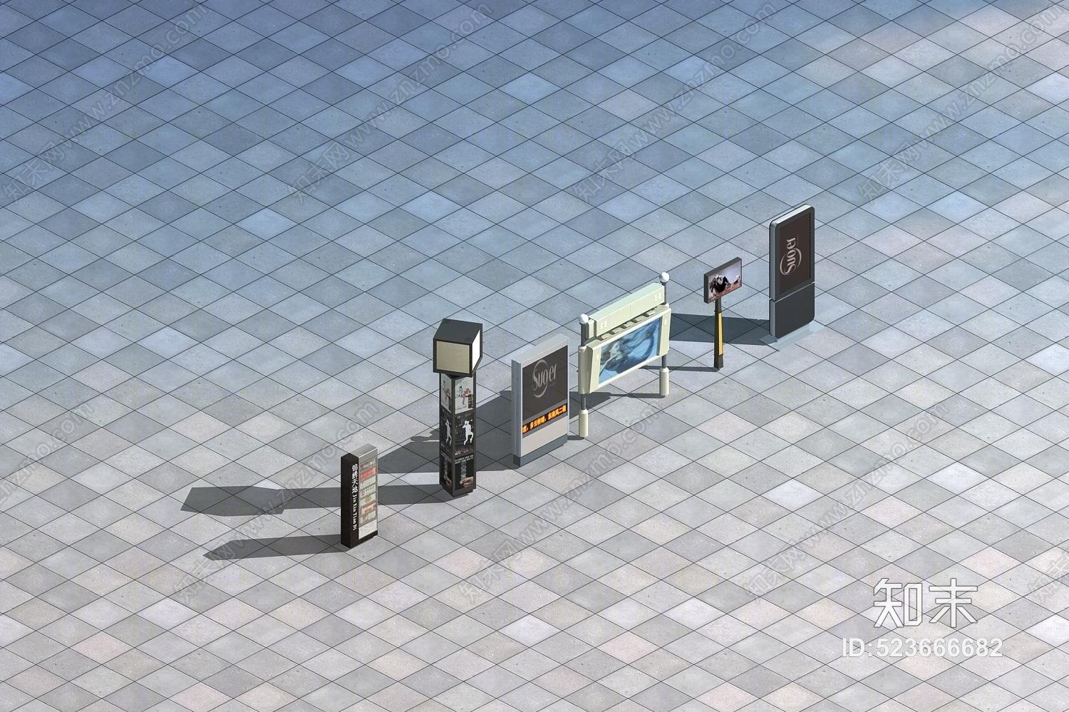 现代灯箱广告牌3D模型下载【ID:523666682】