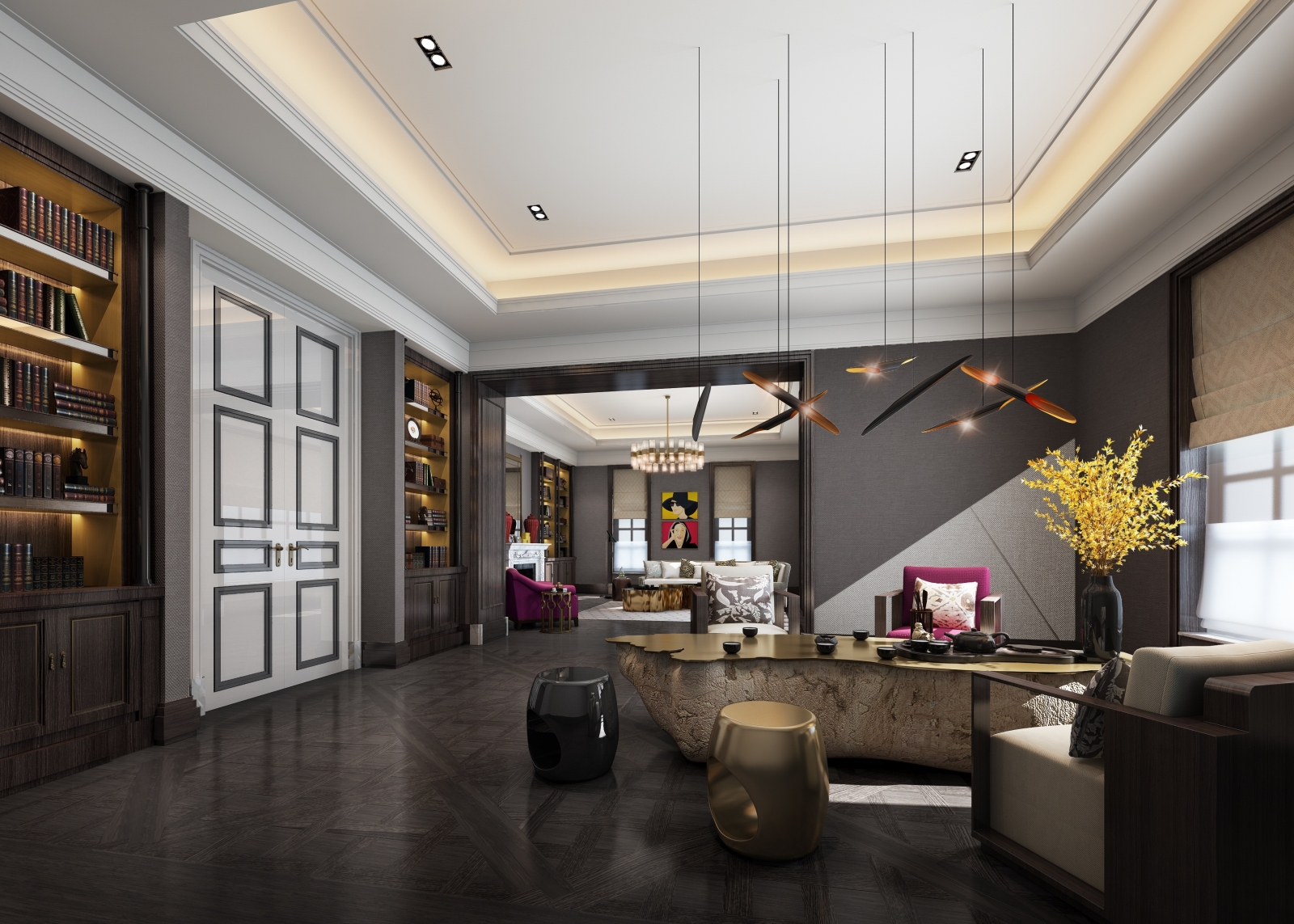 现代茶室吊灯3D模型下载【ID:123669999】