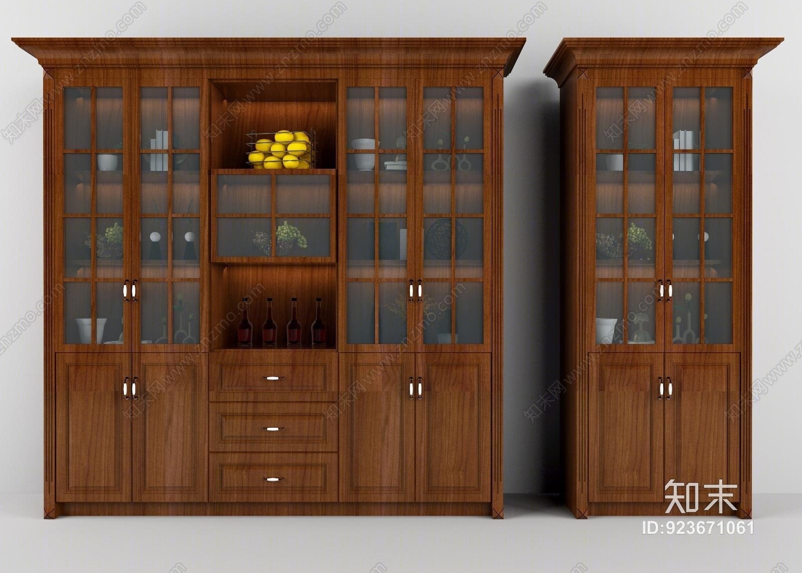 简欧美式酒柜模型3D模型下载【ID:923671061】