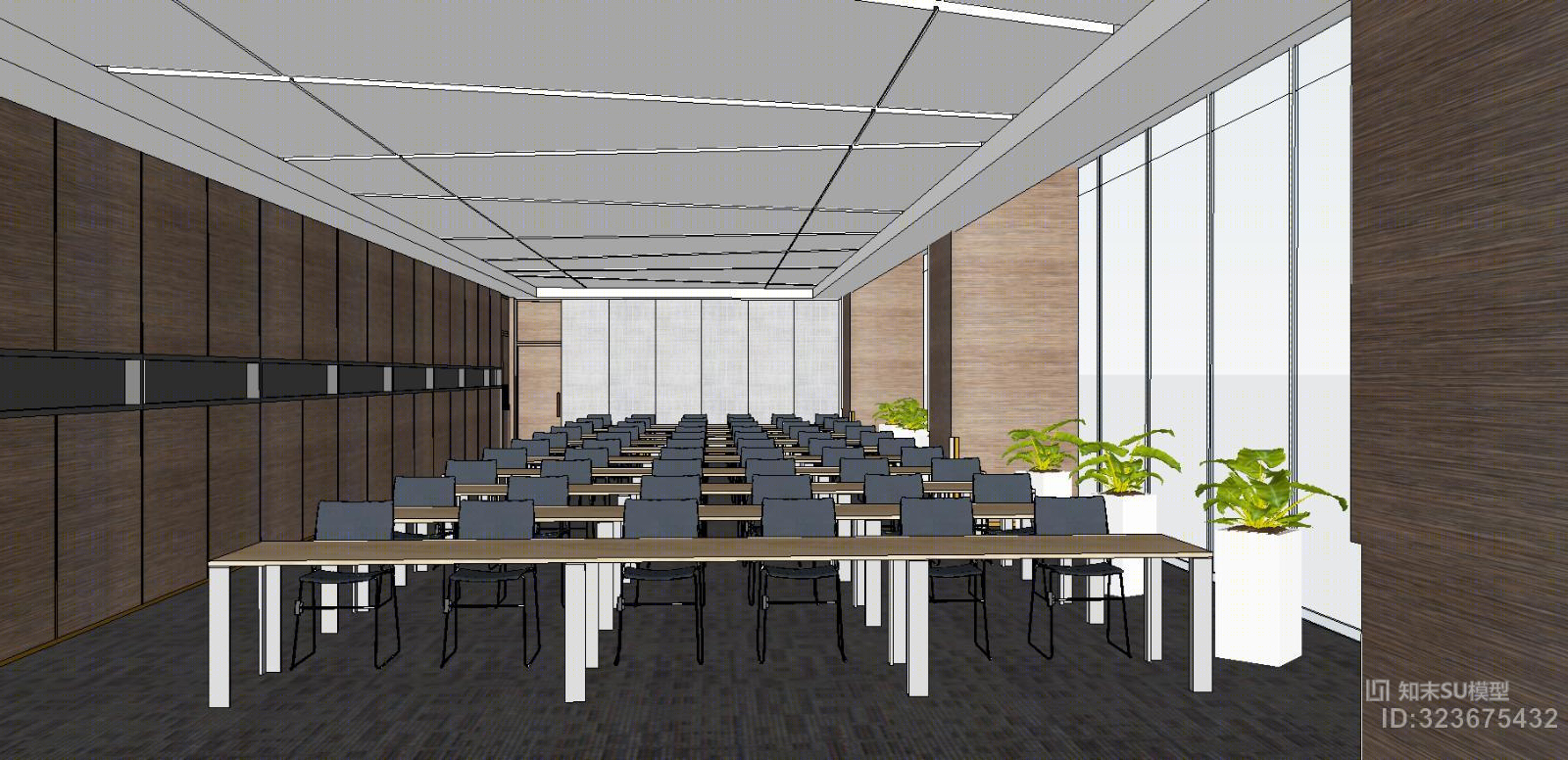 现代风格会议室培训室SU模型下载【ID:323675432】_知末su模型网