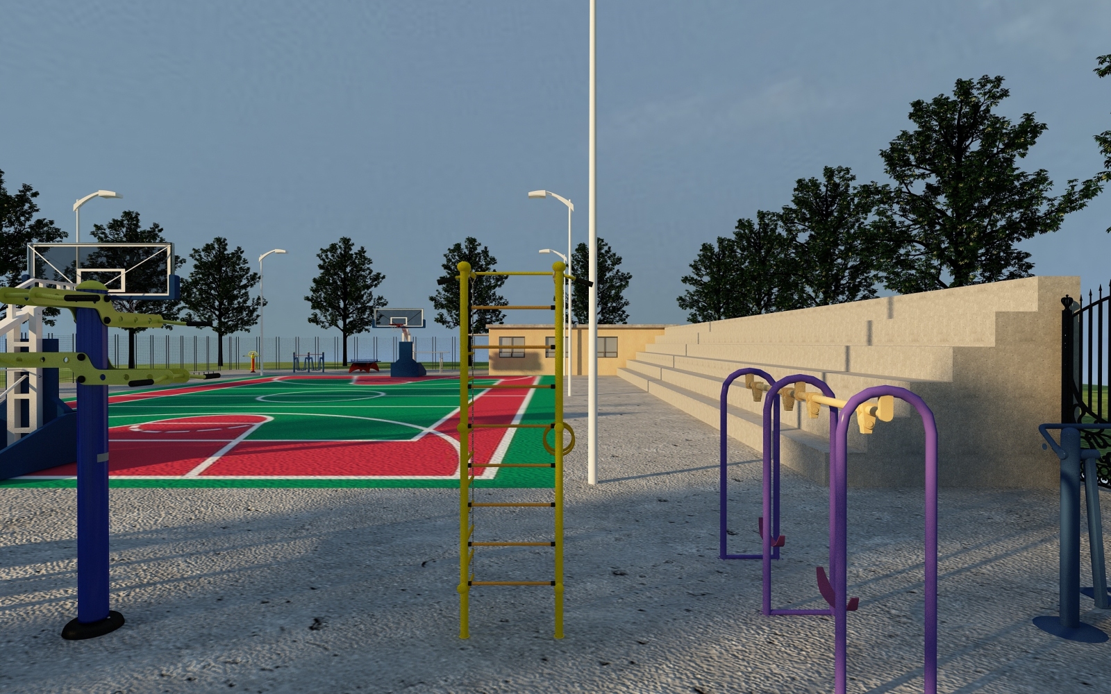 现代篮球场3D模型下载【ID:223676277】