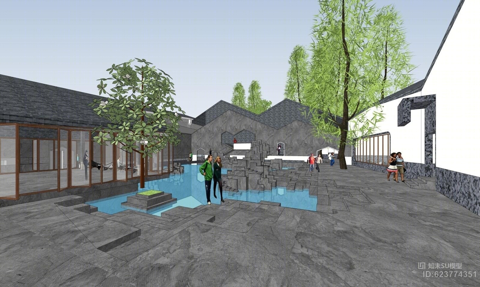 文化展览博物馆园林建筑景观设计方案SU模型下载【ID:623774351】