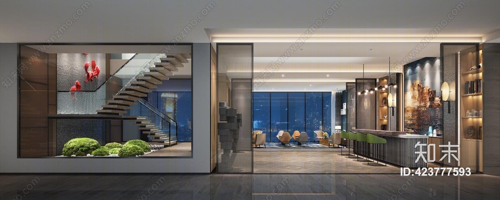 现代售楼大厅3D模型下载【ID:423777593】