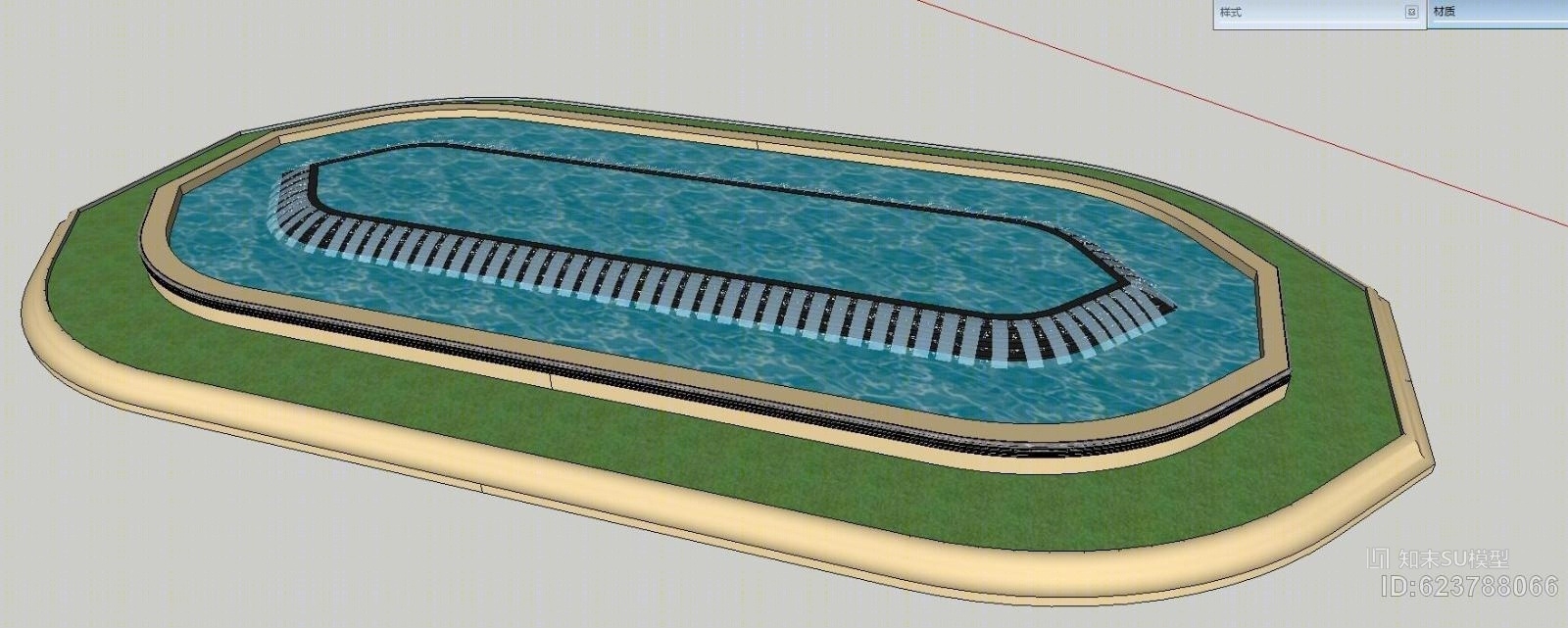 水景，水池喷泉SU模型下载【ID:623788066】