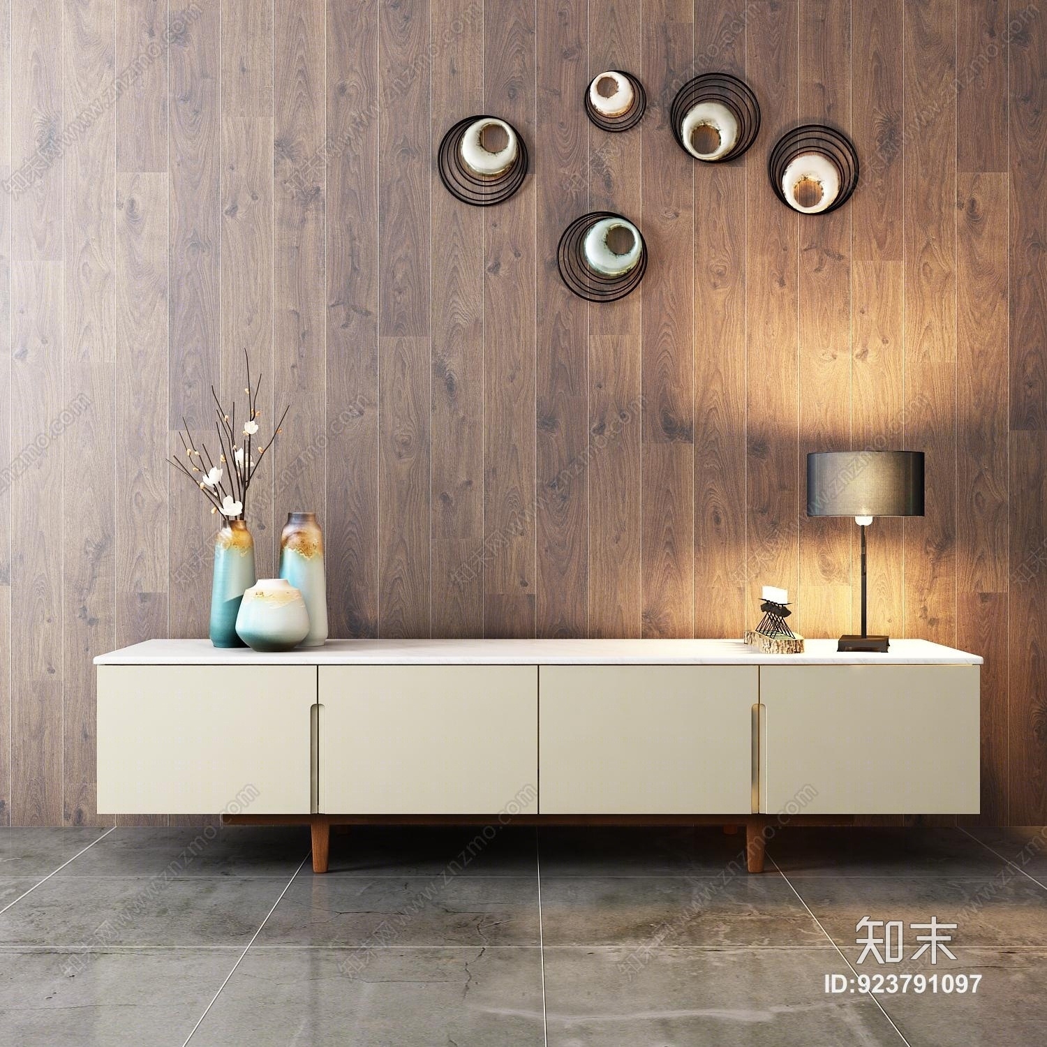 现代简约电视柜饰品墙饰模型3D模型下载【ID:923791097】
