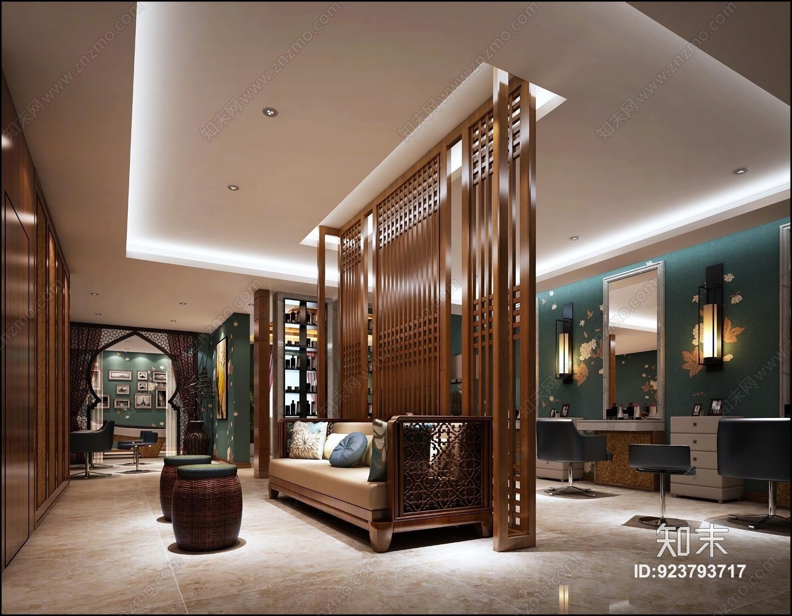 中式理发店3D模型下载【ID:923793717】