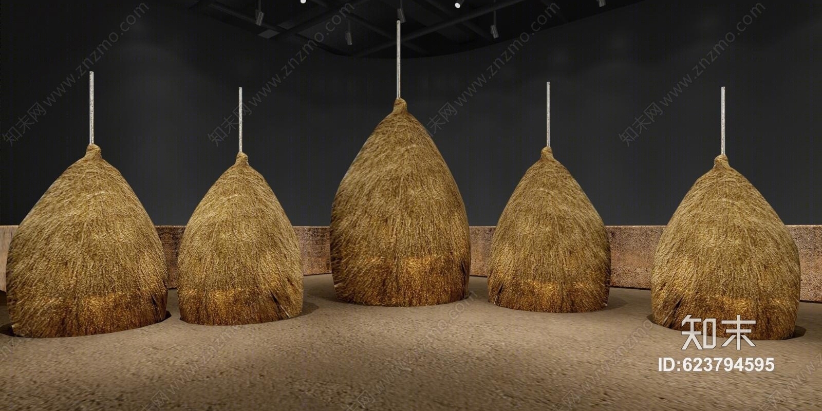 新中式枯草叶草堆草垛子3D模型下载【ID:623794595】