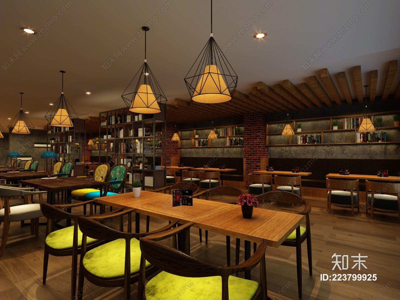 现代混搭西餐厅3D模型下载【ID:223799925】