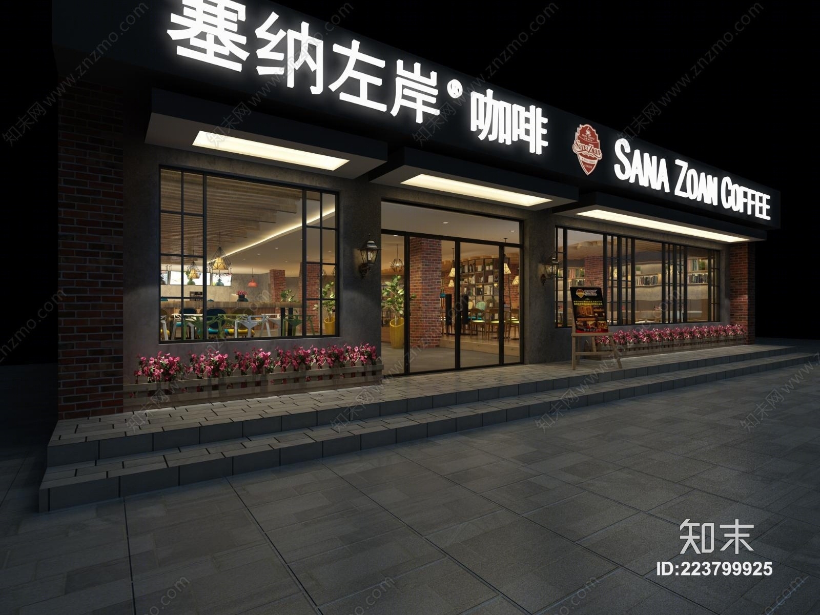 现代混搭西餐厅3D模型下载【ID:223799925】