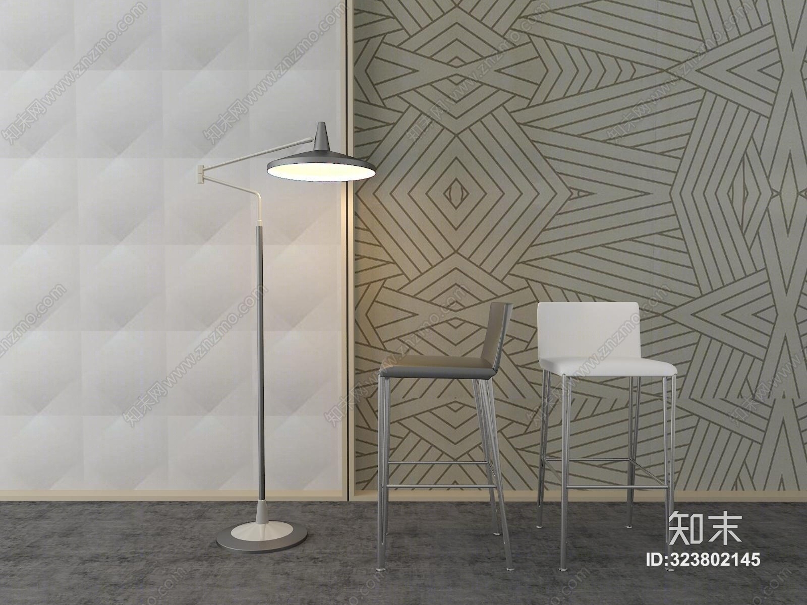 现代吧台椅子3D模型下载【ID:323802145】