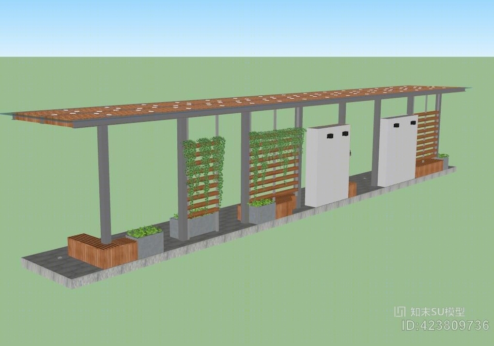 精美连廊廊架免费SU模型下载【ID:423809736】