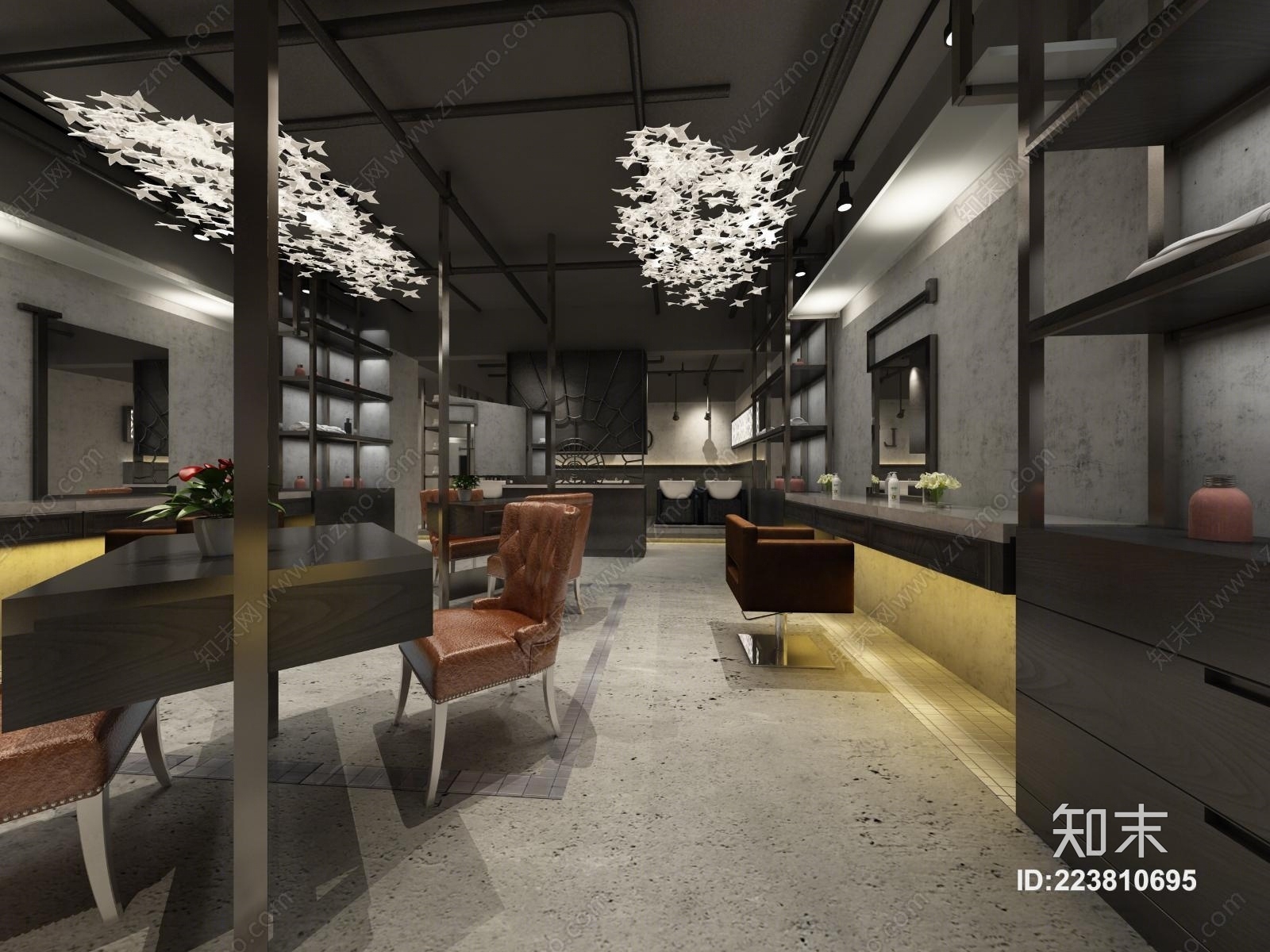 工业风格理发店3D模型下载【ID:223810695】