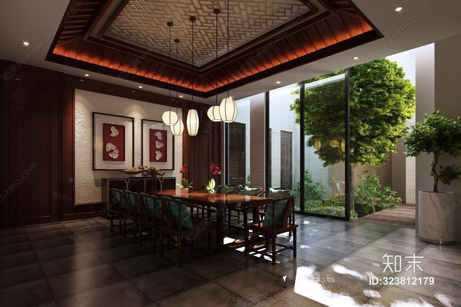 中式茶馆3D模型下载【ID:323812179】