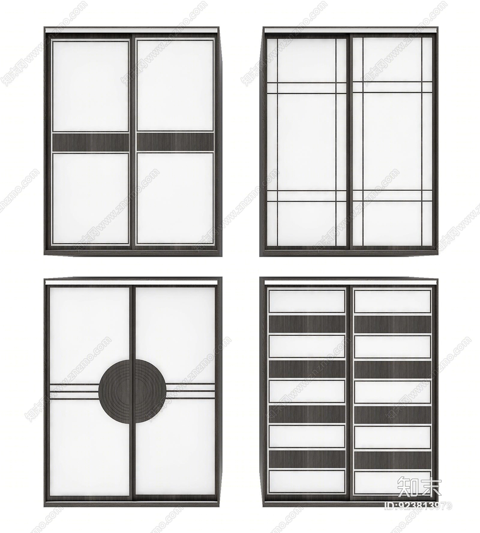 新中式移门衣柜组合3D模型下载【ID:923813979】