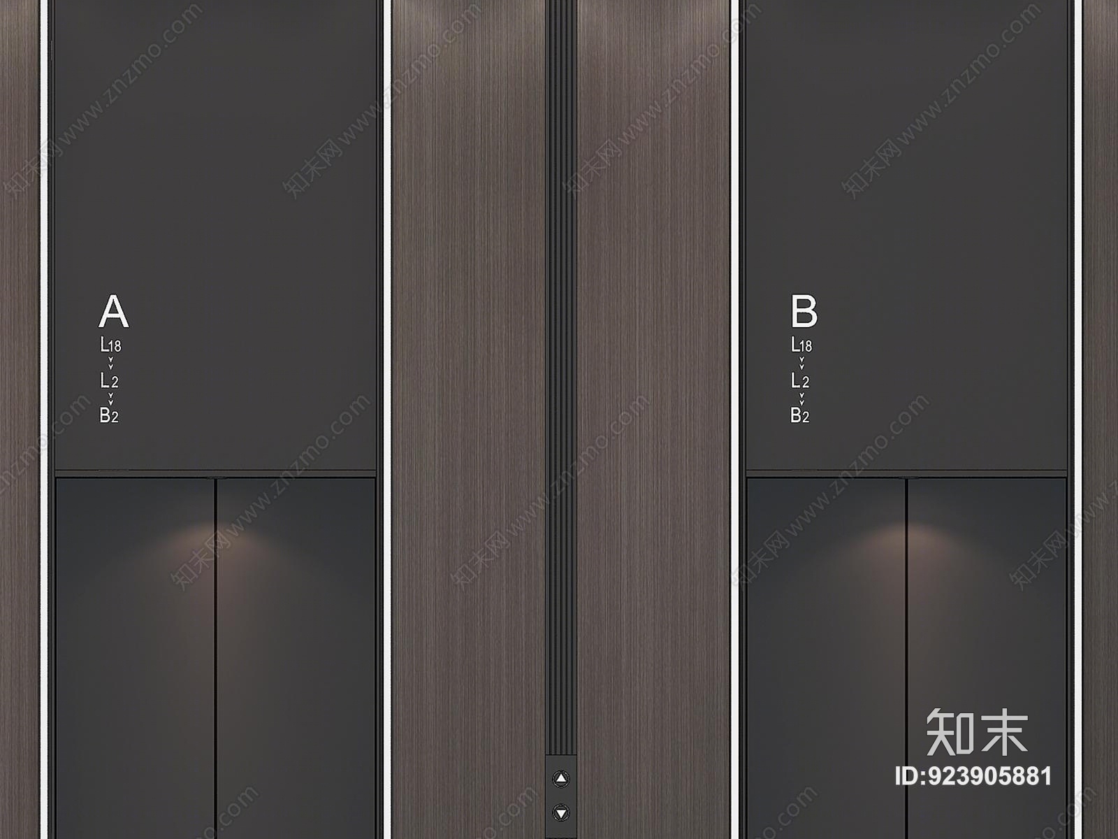 现代电梯厅门3D模型下载【ID:923905881】