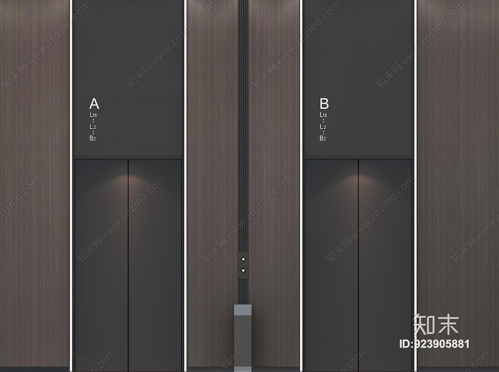现代电梯厅门3D模型下载【ID:923905881】