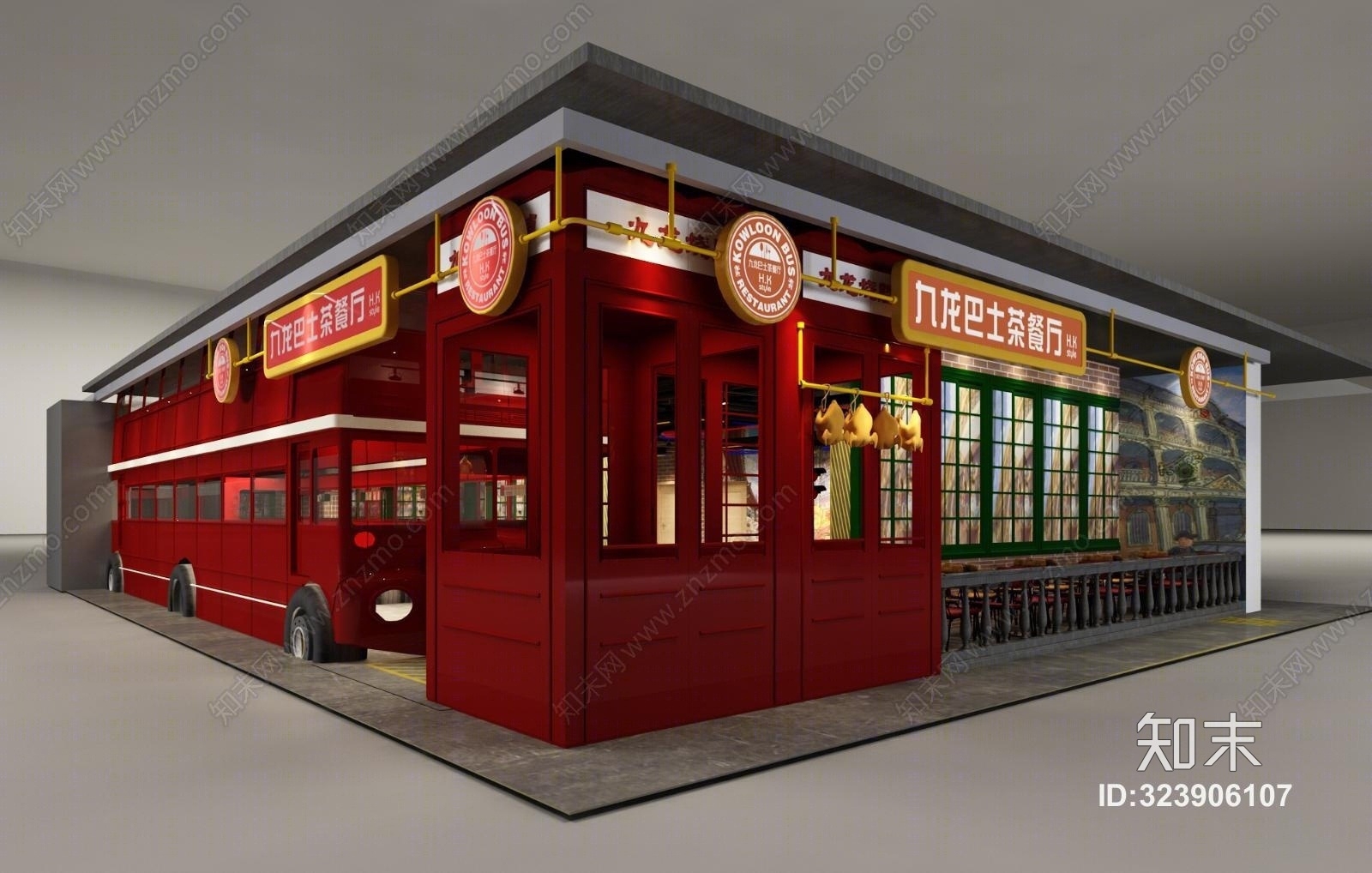 九龙巴士港式茶餐厅3D模型下载【ID:323906107】