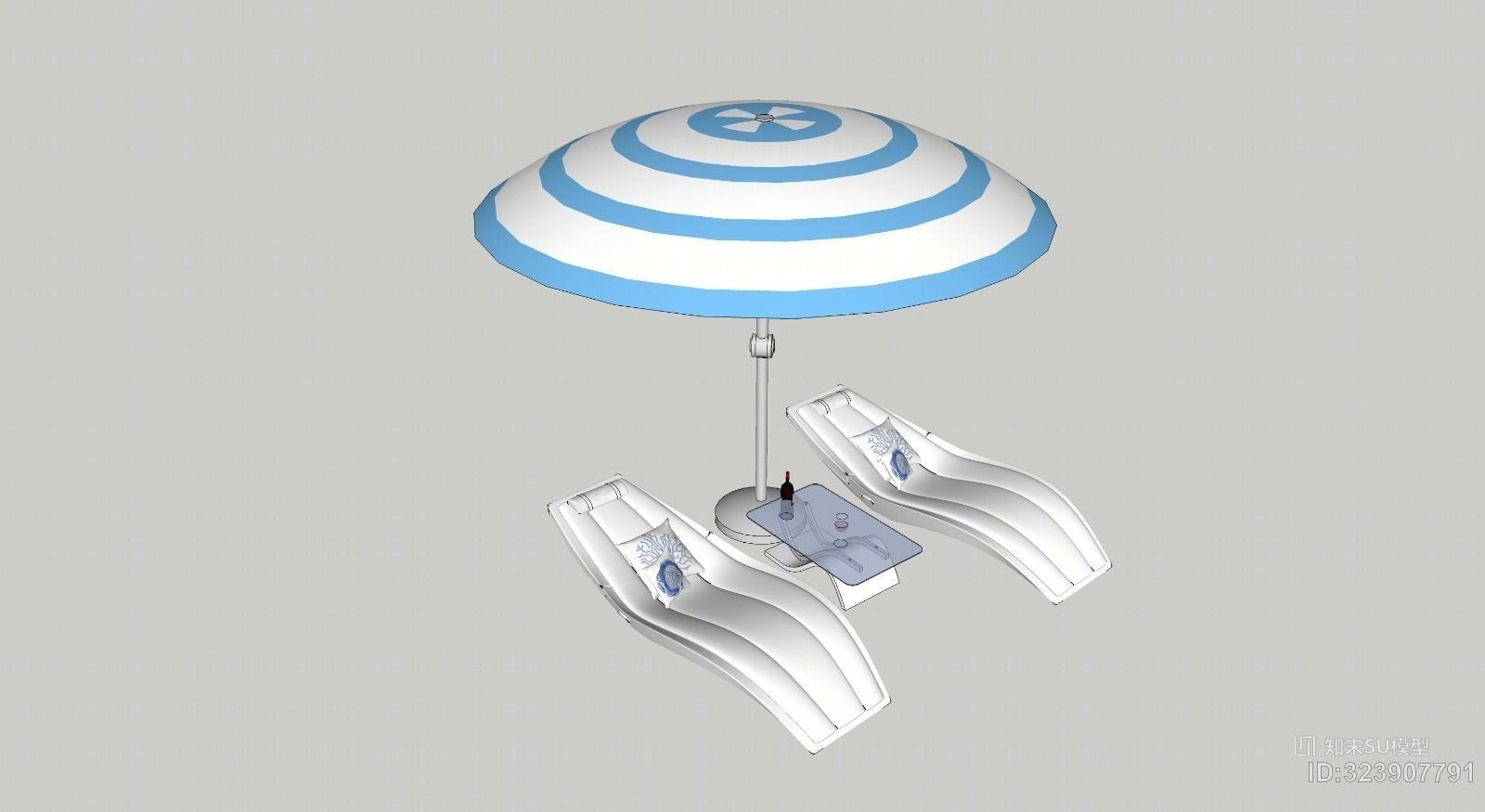 现代泳池沙发躺椅SU模型下载【ID:323907791】