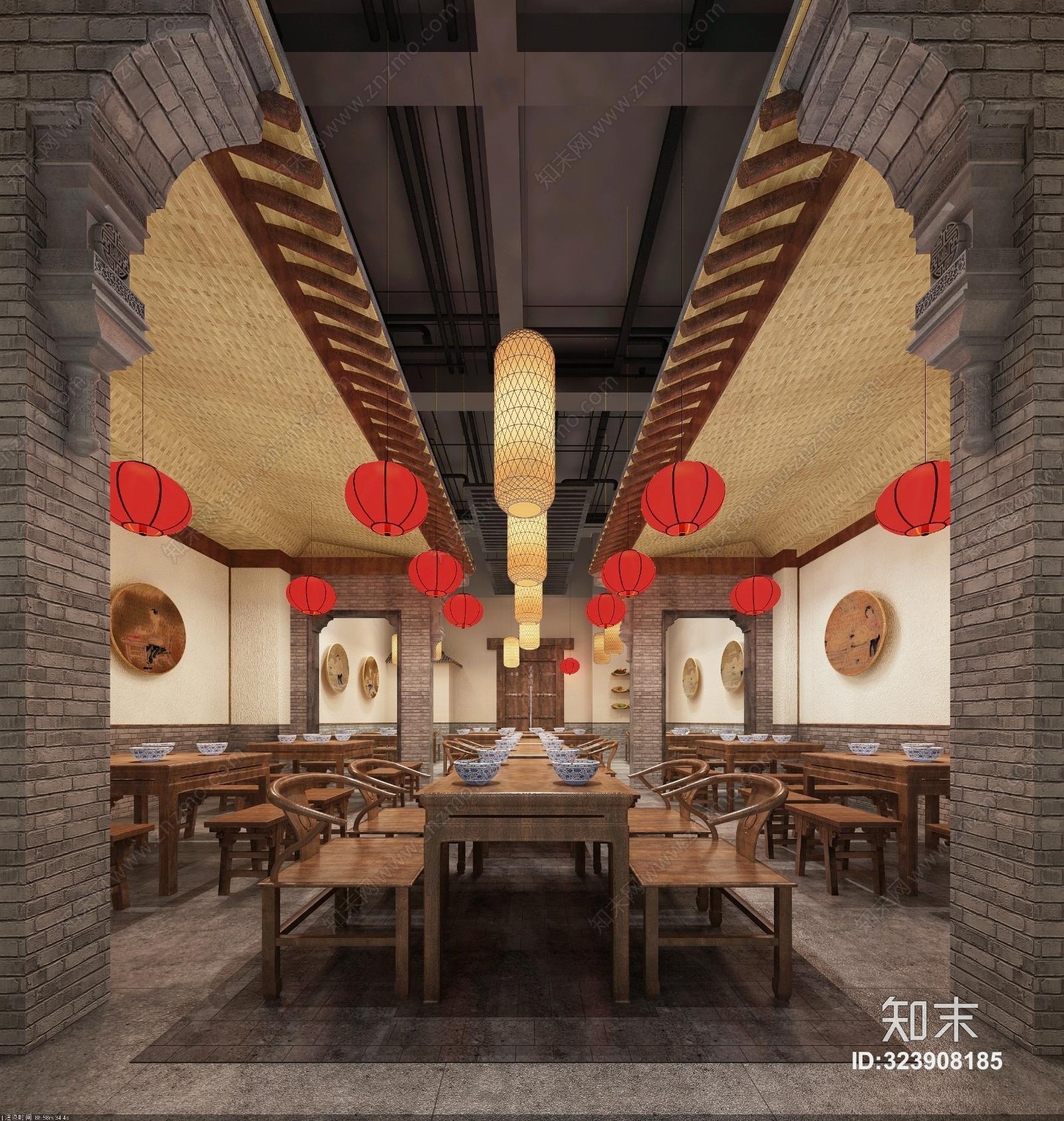 新中式茶餐厅3D模型下载【ID:323908185】