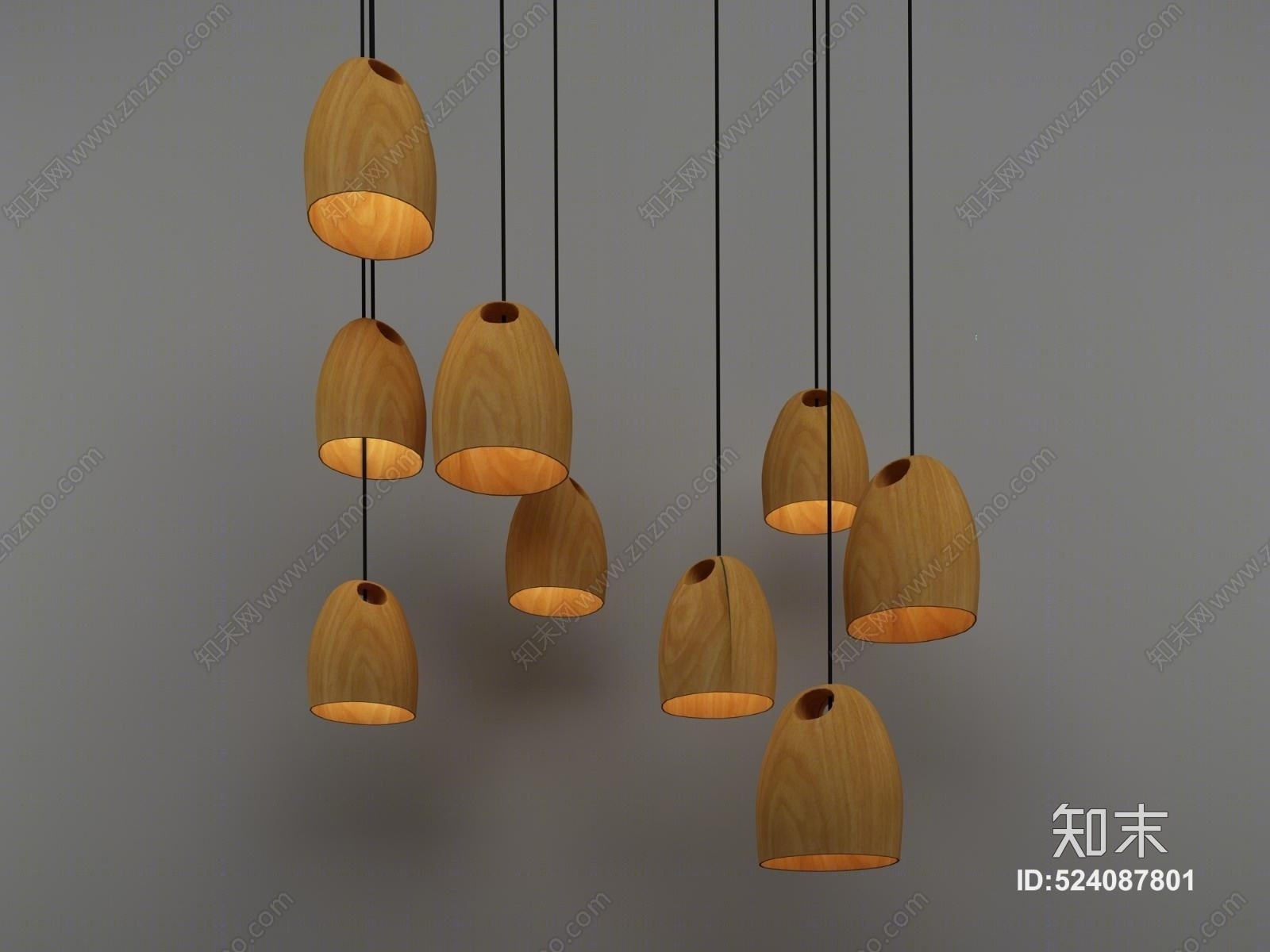 现代LOFT北欧吊灯3D模型下载【ID:524087801】